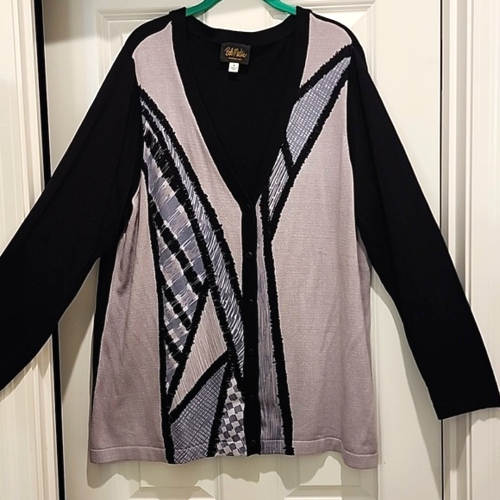 Bob Mackie Wearable Art abstract purple/gray abstract design 1x